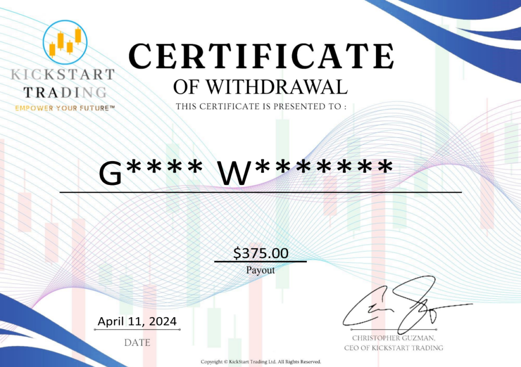 Verified payout certificate
